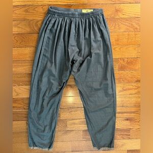 Bonanza Satrangi Gray Linen Blend Pants Women’s XS Elastic Waist Relaxed Tapered